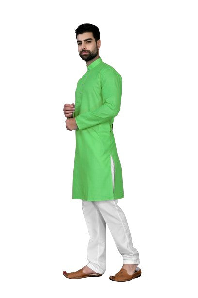 Parrot Men's Cotton Stylish Kurta with Side Pocket