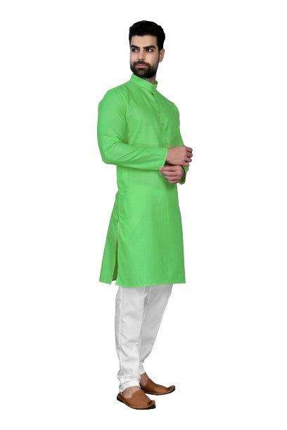 Parrot Men's Cotton Stylish Kurta with Side Pocket