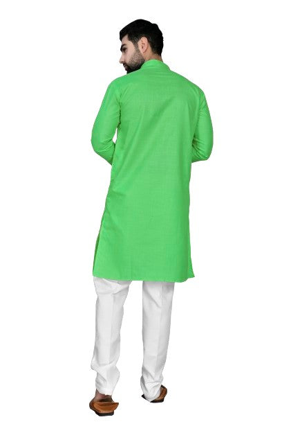 Parrot Men's Cotton Stylish Kurta with Side Pocket