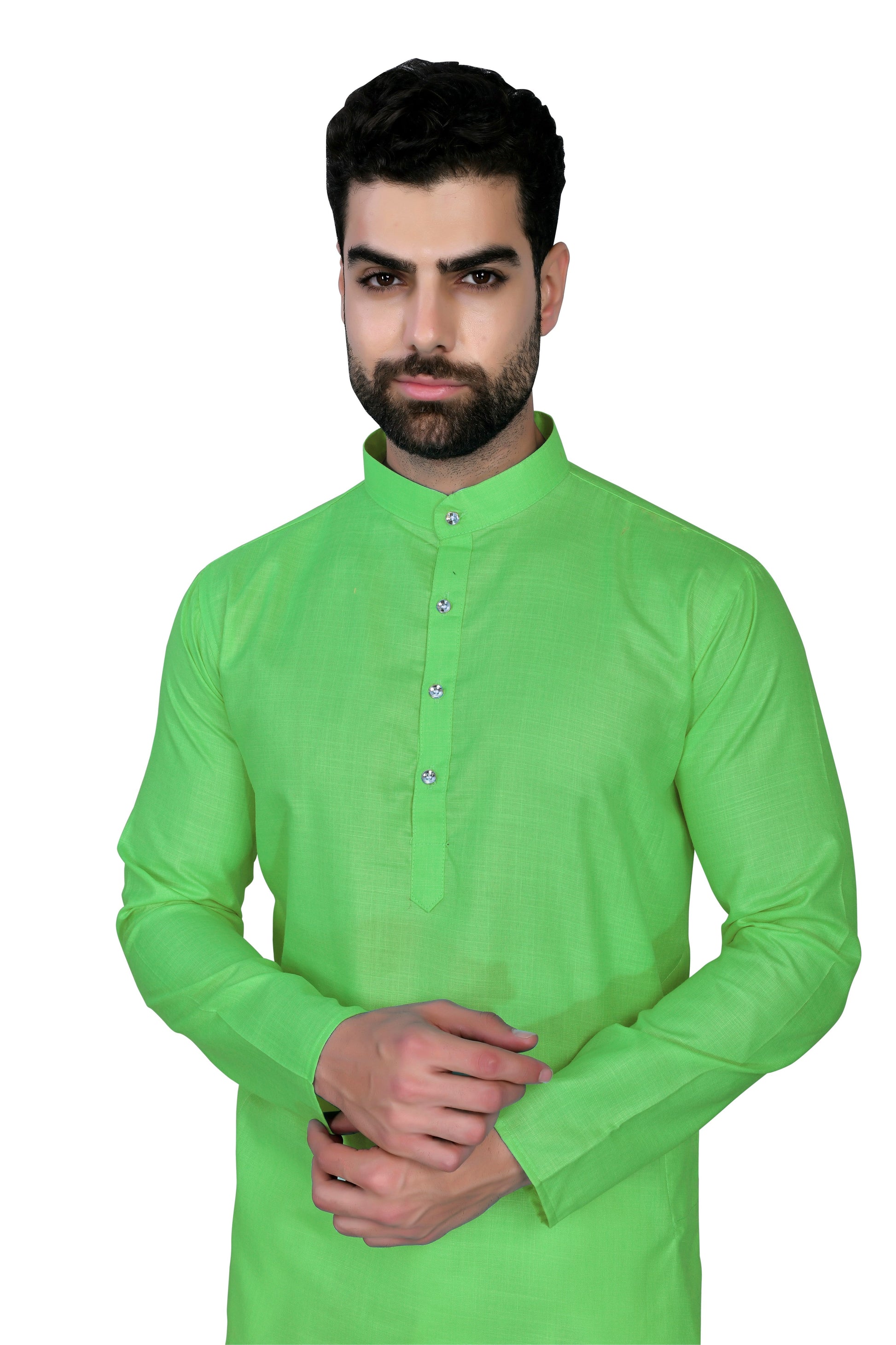 Parrot Men's Cotton Stylish Kurta with Side Pocket