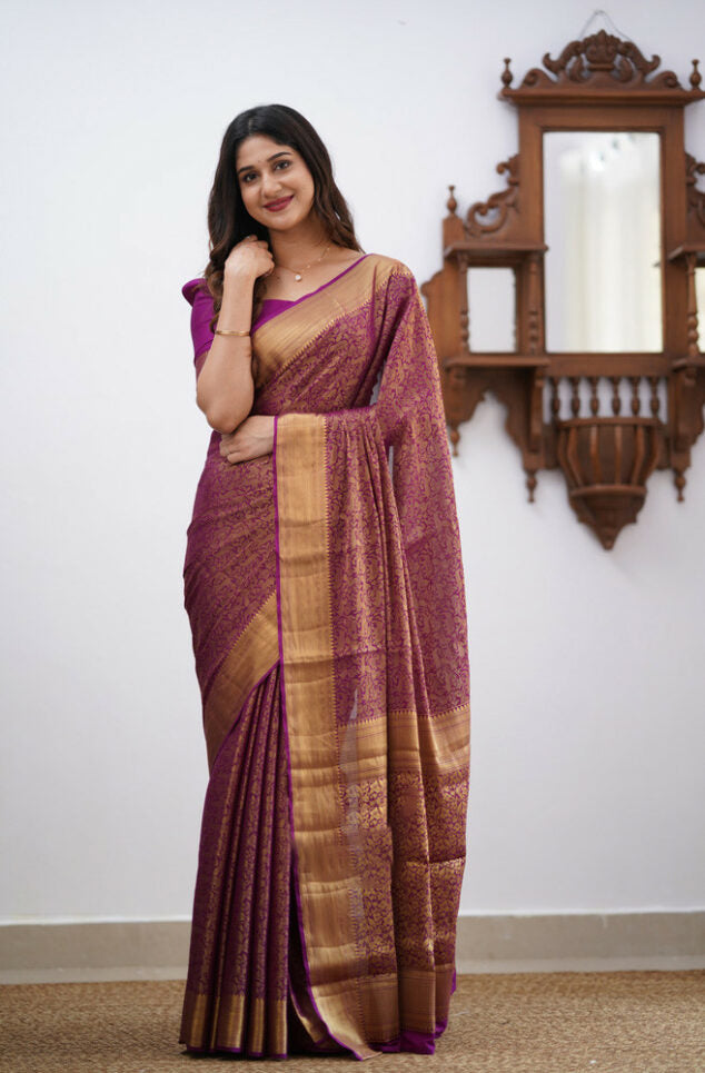 Liklee Purple Designer saree for women | party wedding indian saree