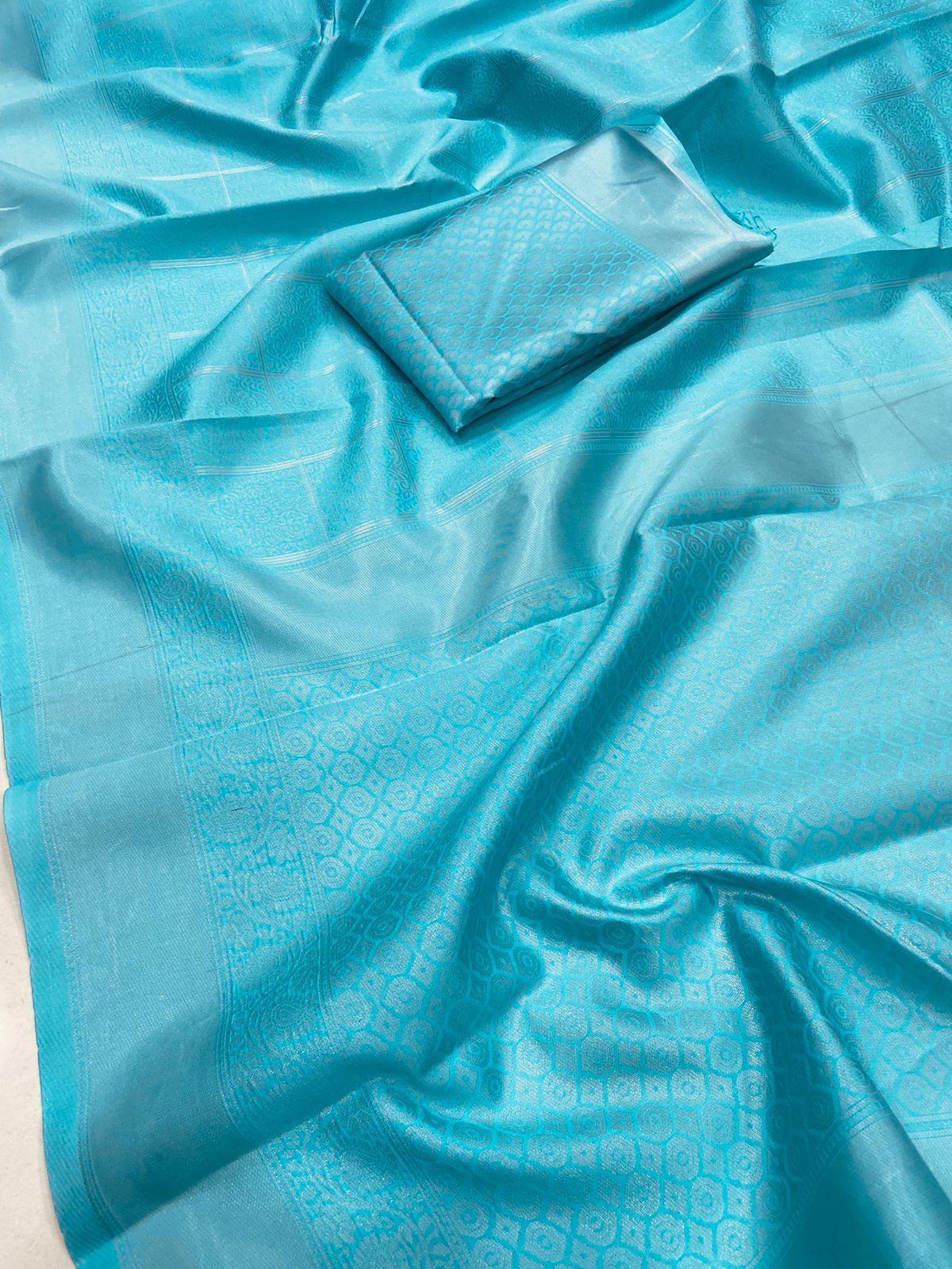 Liklee Sky Blue Women's Silk Weaving Jacquard Saree With Weaving Blouse