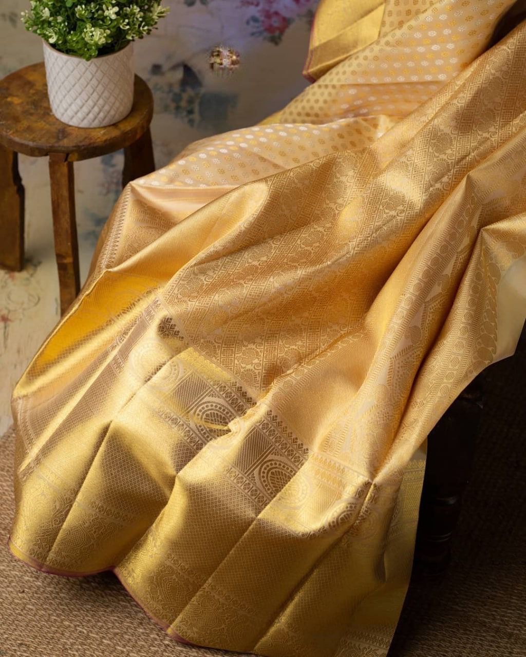 Liklee Cream Soft Silk Saree with Classic Blouse Piece