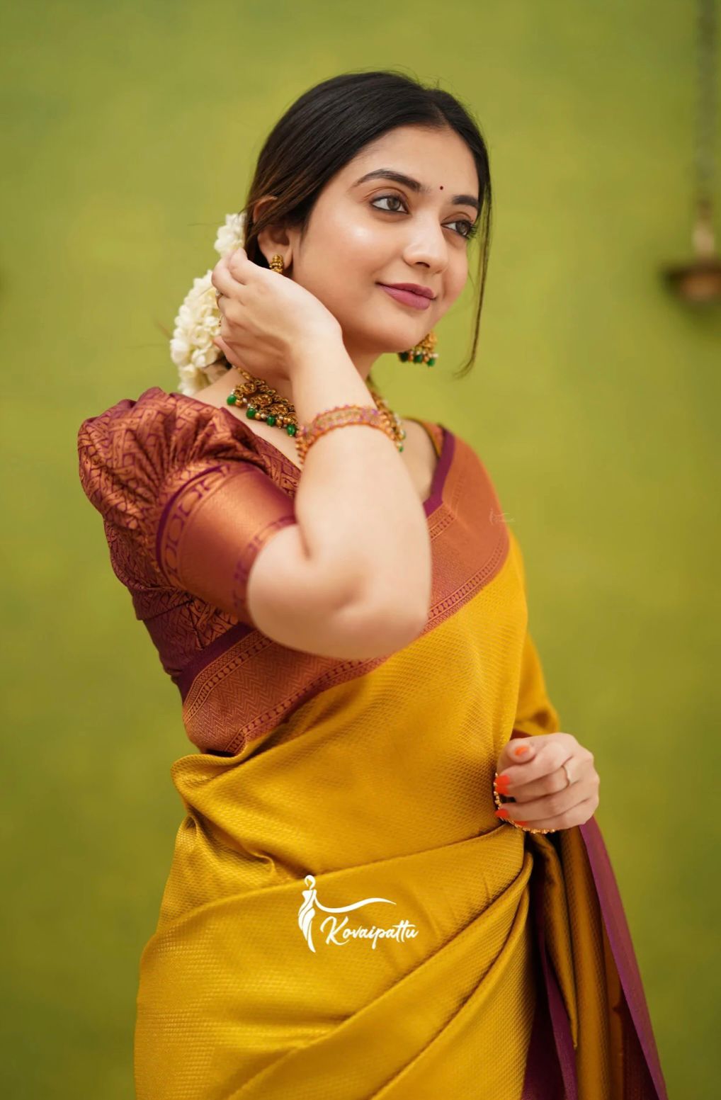 Liklee Denouement Yellow Silk Saree with Unique Blouse Piece