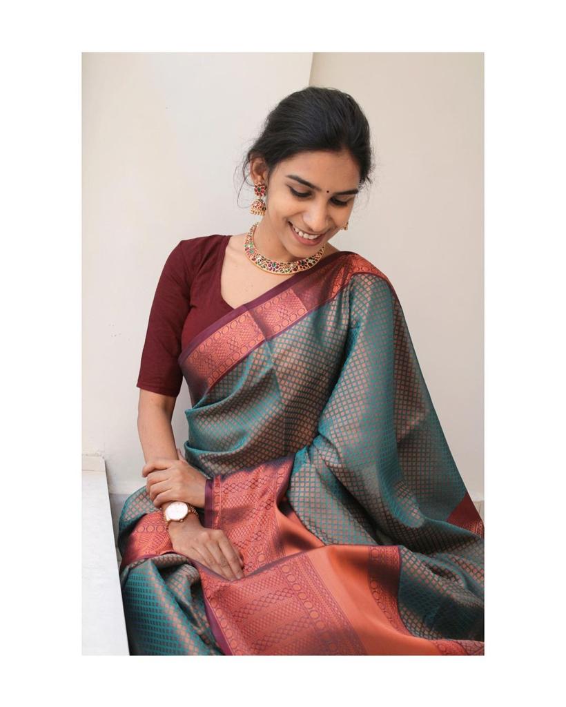 Liklee Wonderful Blue Soft Silk Saree with Evanescent Blouse