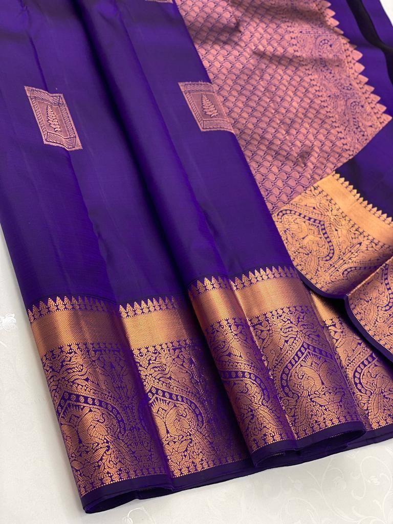 Liklee Festival Wear Purple Soft Lichi Silk Saree With Heavy Border