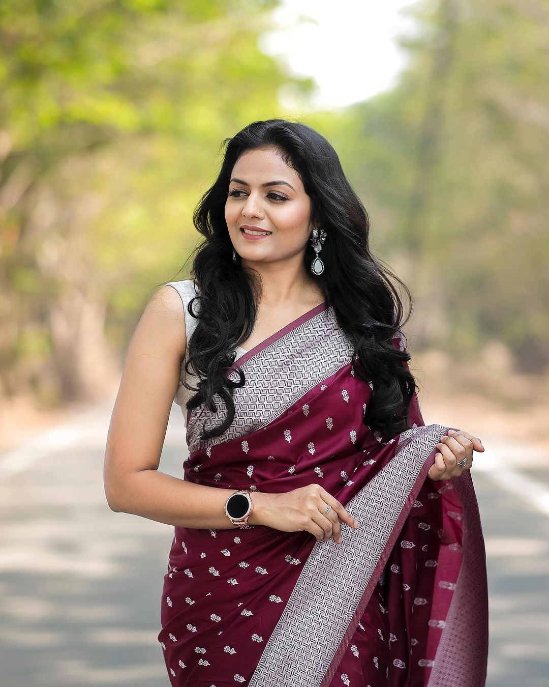 Liklee Amazing Wine Soft Silk Saree with Unique Blouse Piece