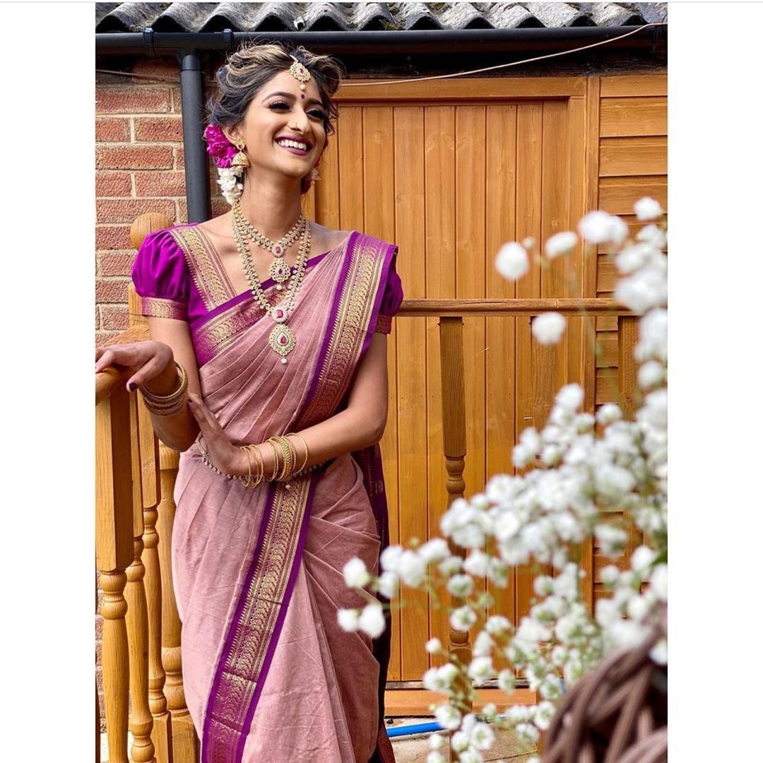 Liklee Amazing Pink Soft Silk Saree with Unique Blouse Piece