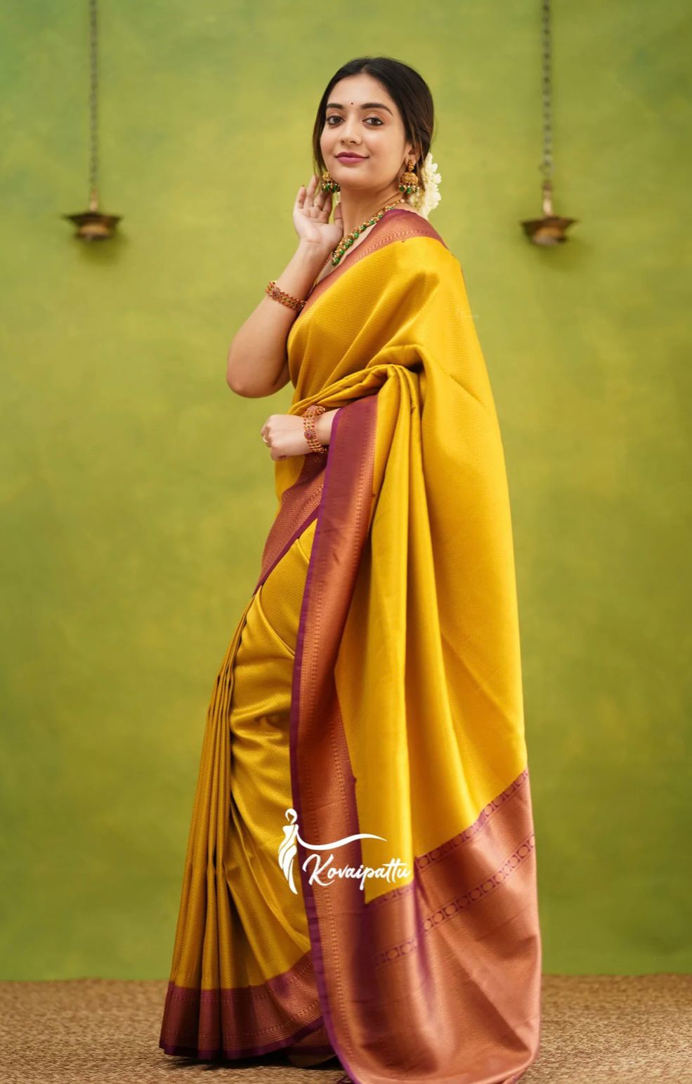 Liklee Denouement Yellow Silk Saree with Unique Blouse Piece