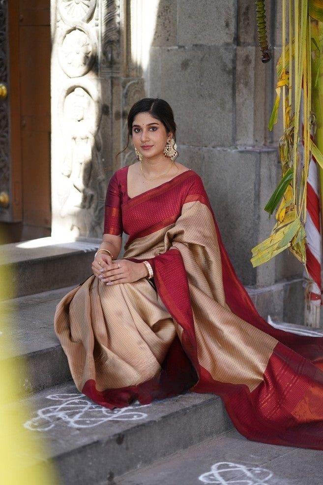 Liklee Carme Soft Banarasi Silk Saree with Unique Blouse Piece