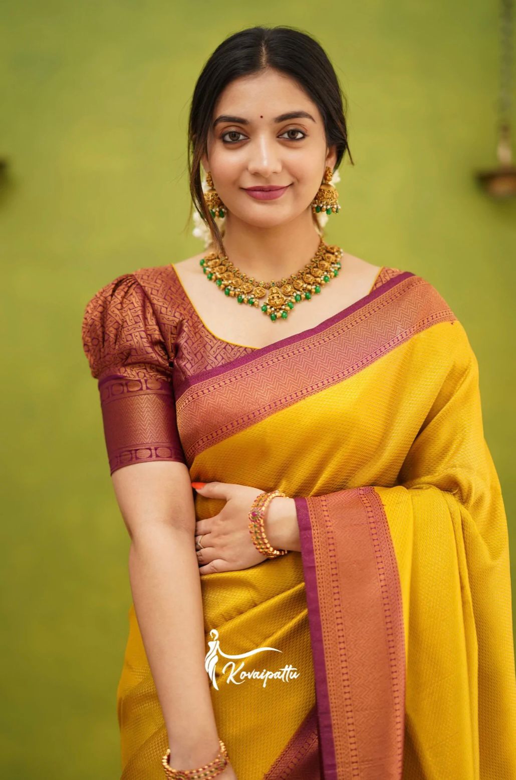 Liklee Denouement Yellow Silk Saree with Unique Blouse Piece