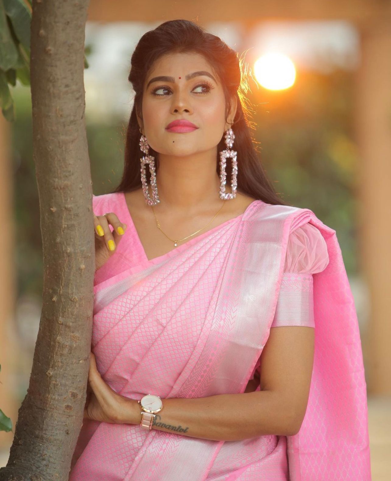 Liklee Magnetic Pink Soft Silk Saree With Seraglio Blouse Piece