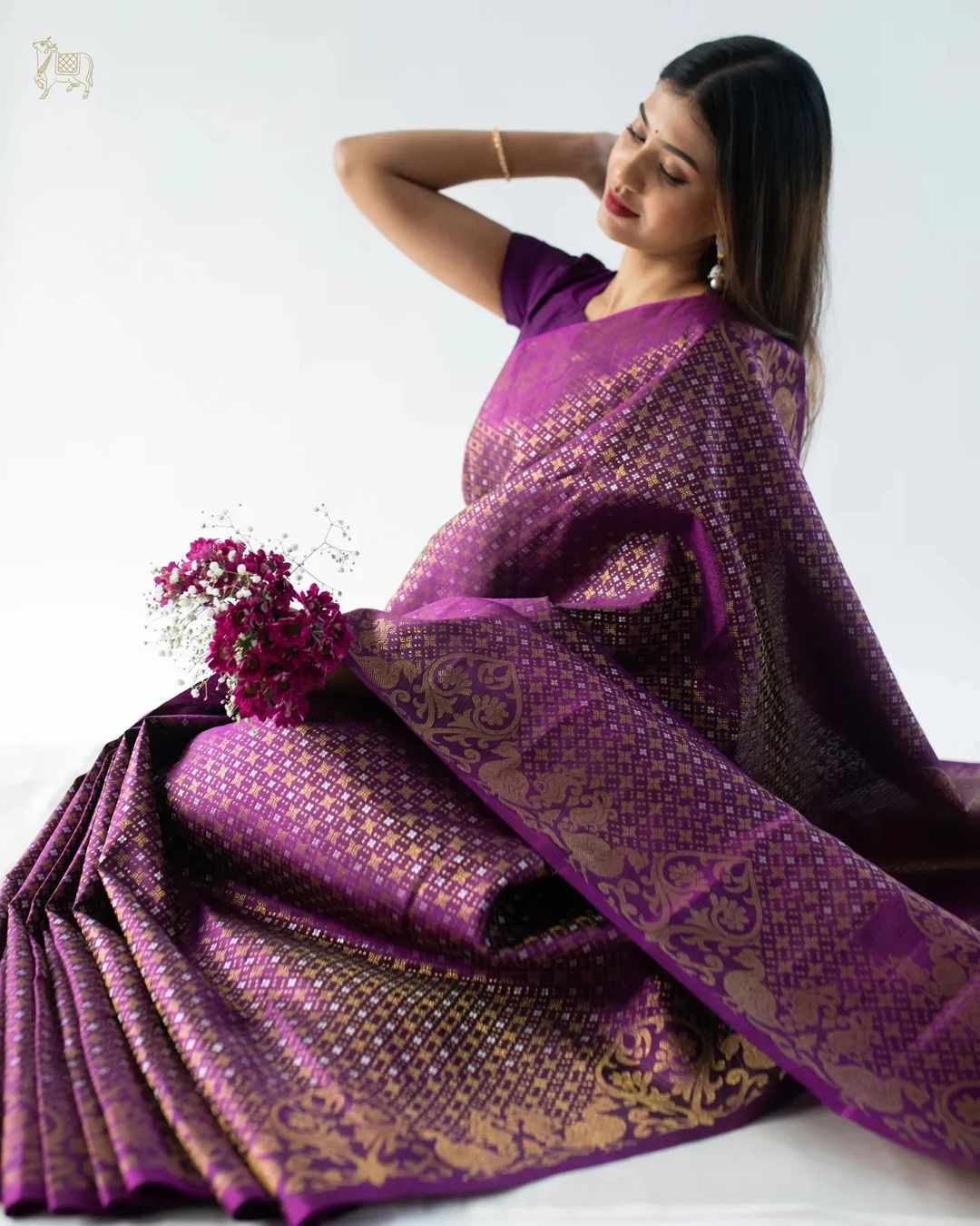 Liklee Purple Soft Banarasi Silk Saree With Petrichor Blouse Piece