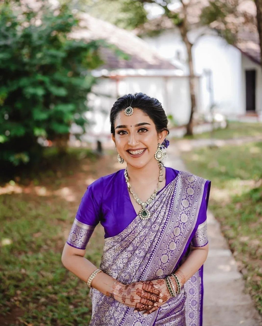 Liklee Flamboyant Blue Soft Silk Saree with Majesty Blouse Piece