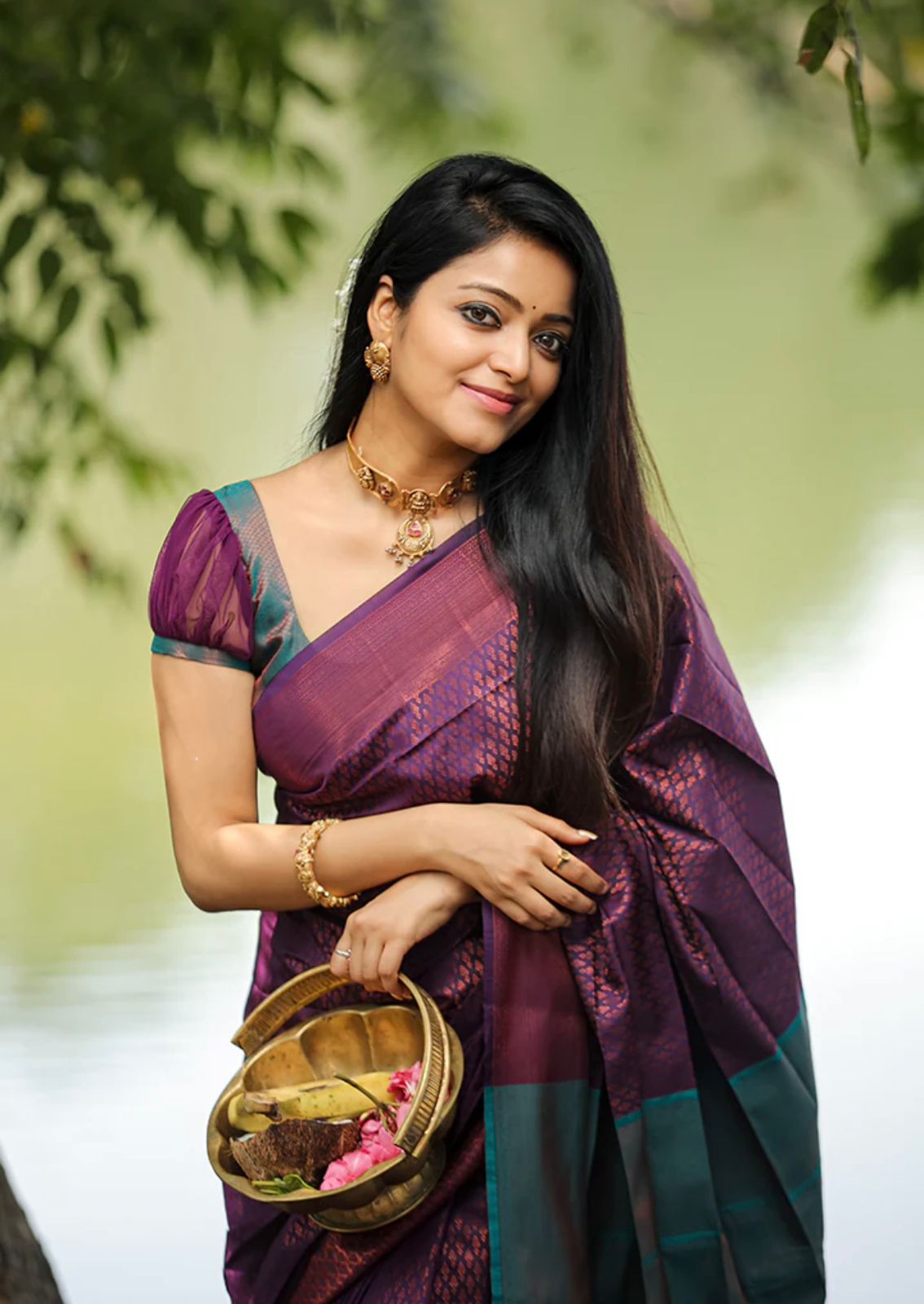 Liklee Purple Soft Silk Saree with Classic Blouse Piece