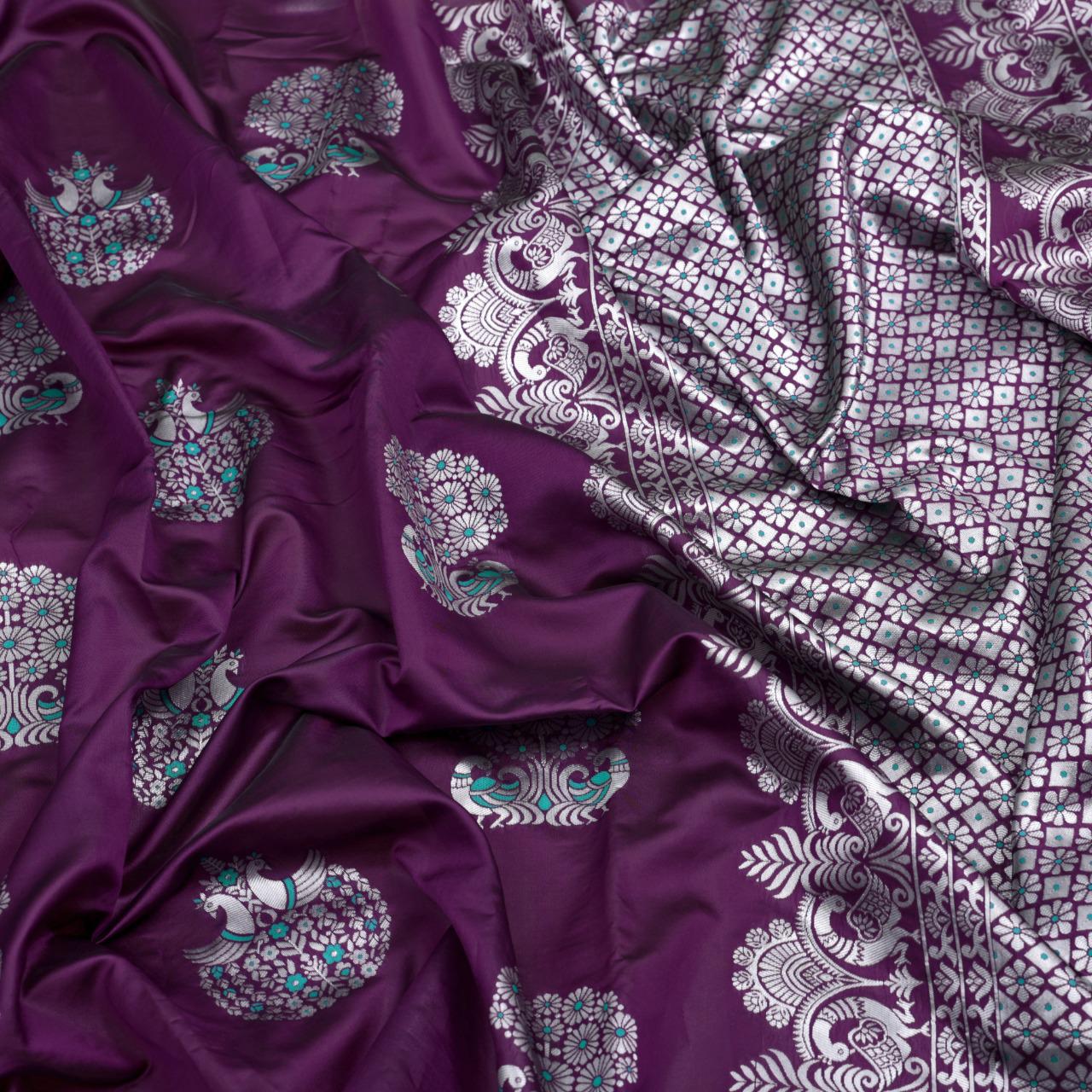 Magnetic Purple Soft Silk Saree With Seraglio Blouse Piece