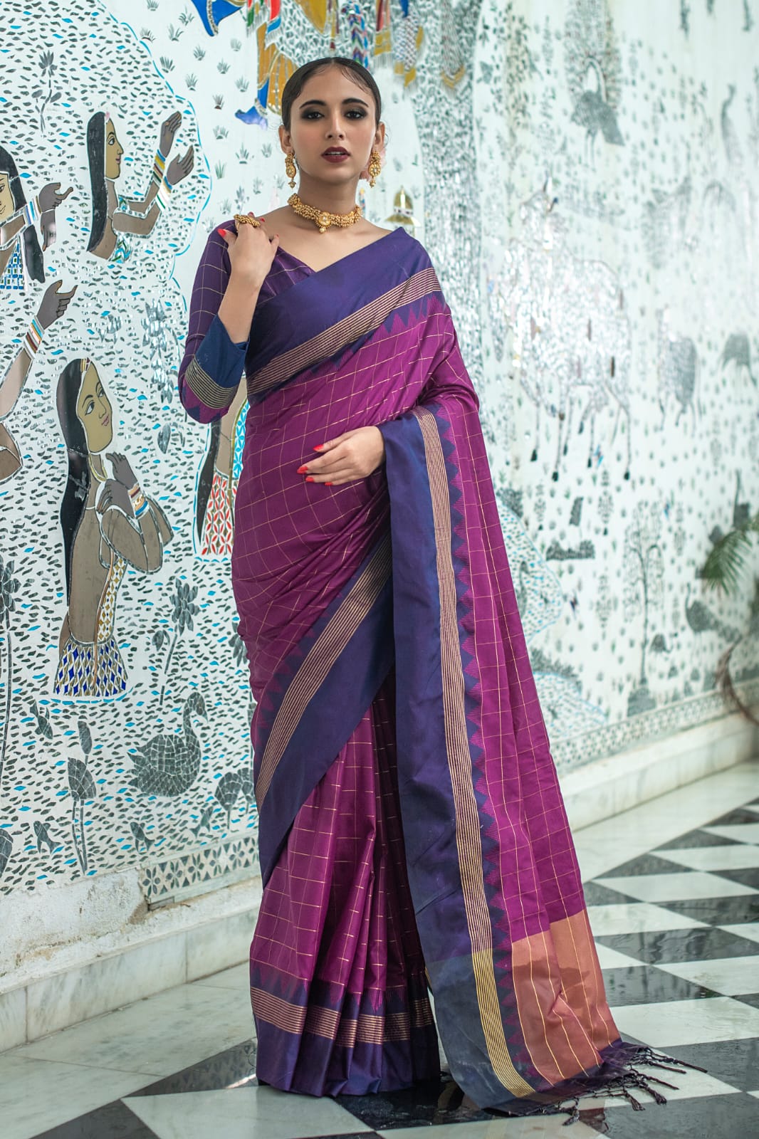 Liklee Wine Banarasi Colored Soft Silk Designer Saree With Blouse