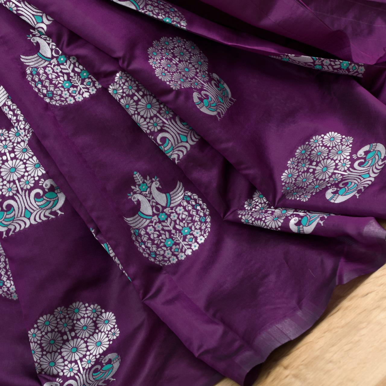 Magnetic Purple Soft Silk Saree With Seraglio Blouse Piece