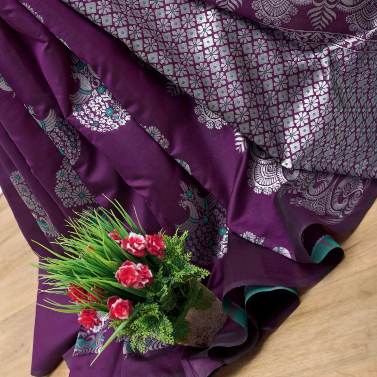 Magnetic Purple Soft Silk Saree With Seraglio Blouse Piece