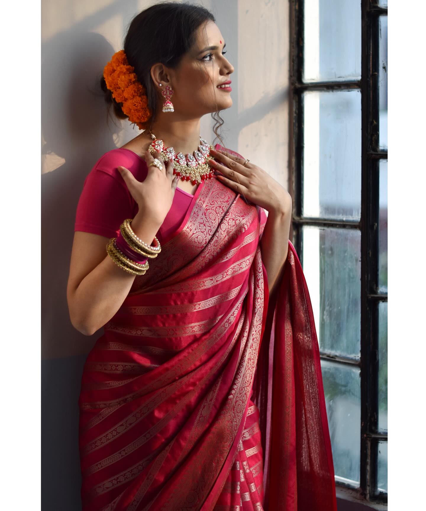 Liklee Pink Luxurious Banarasi Weaves iconic collections Silk Saree