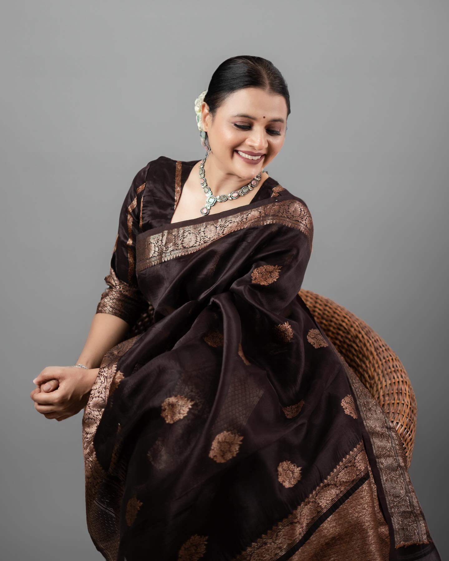 Liklee Magnetic Black Soft Silk Saree With Seraglio Blouse Piece