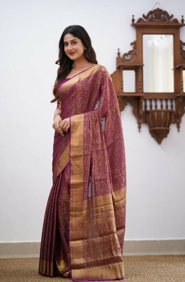 Liklee Purple Designer saree for women | party wedding indian saree