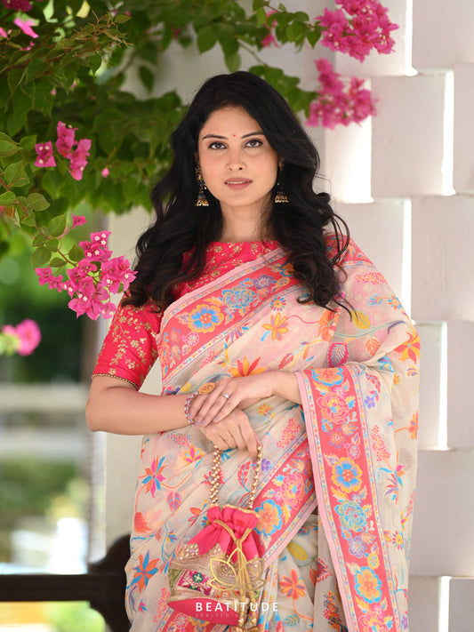 Liklee Baby Pink Tredisional Devastating Soft Silk Saree with Elegant Blouse Piece