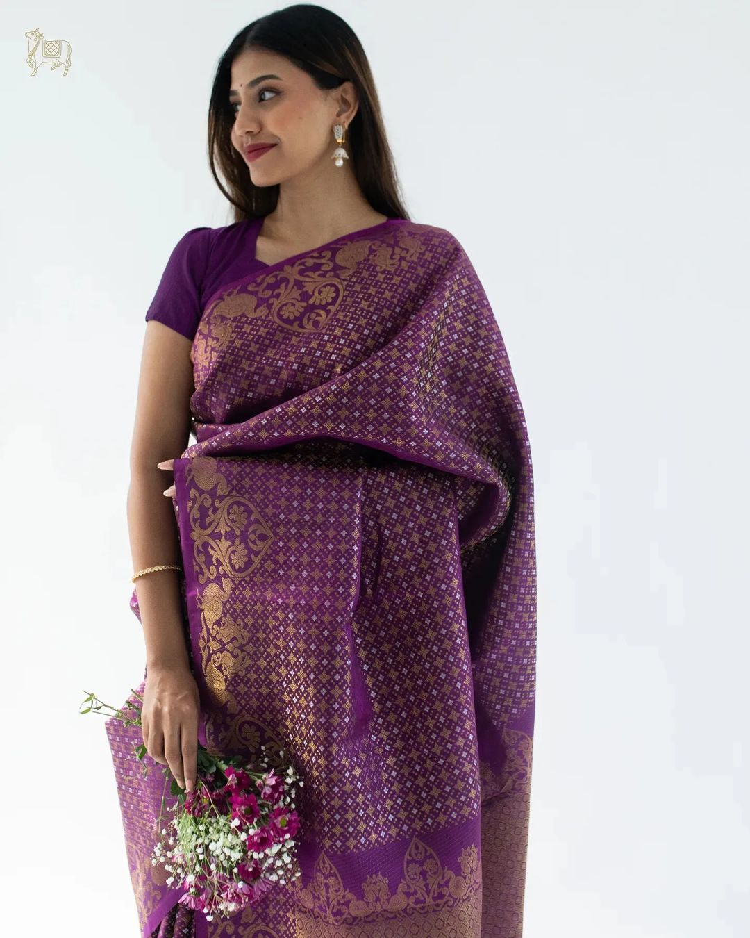 Liklee Purple Soft Banarasi Silk Saree With Petrichor Blouse Piece