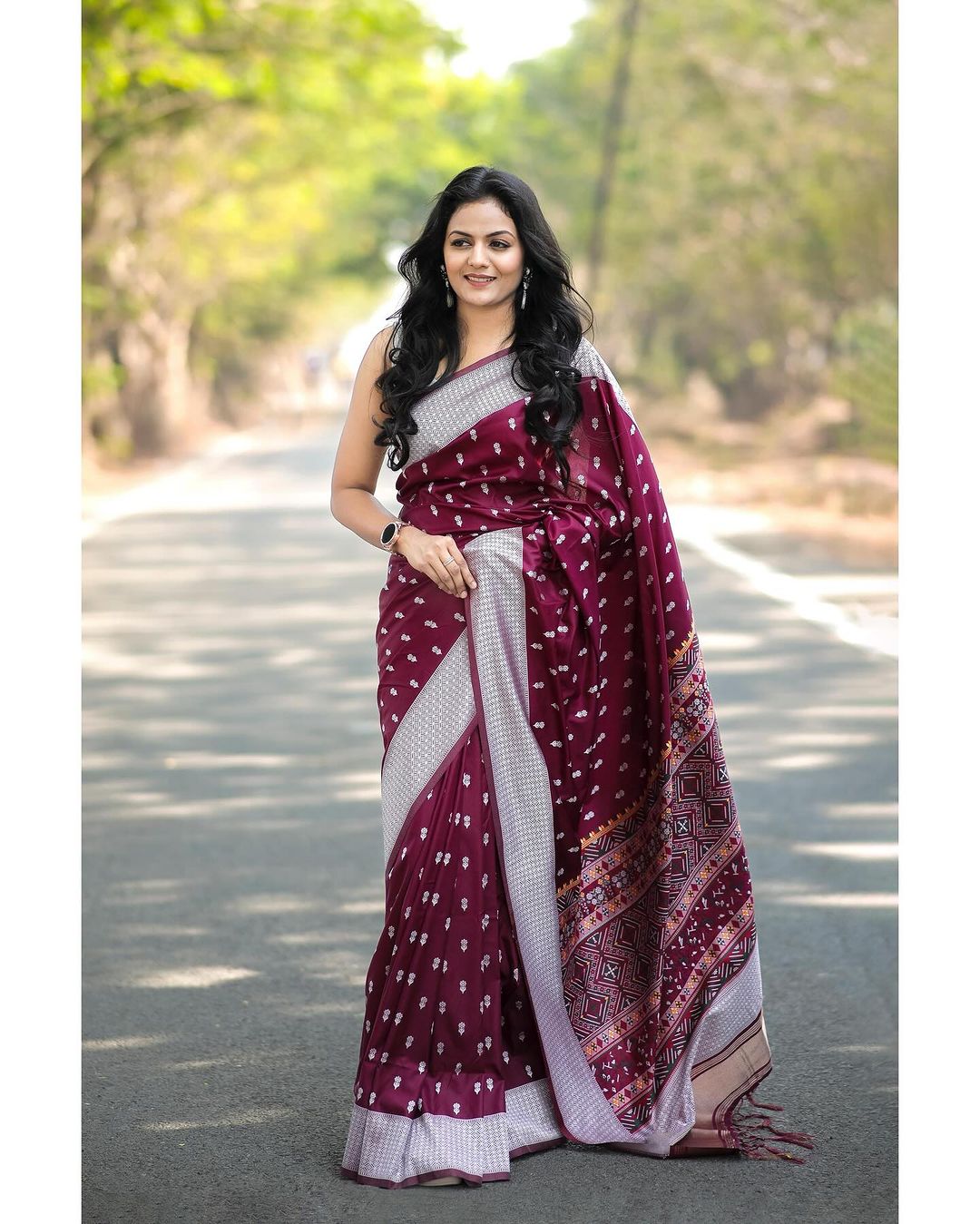 Liklee Amazing Wine Soft Silk Saree with Unique Blouse Piece