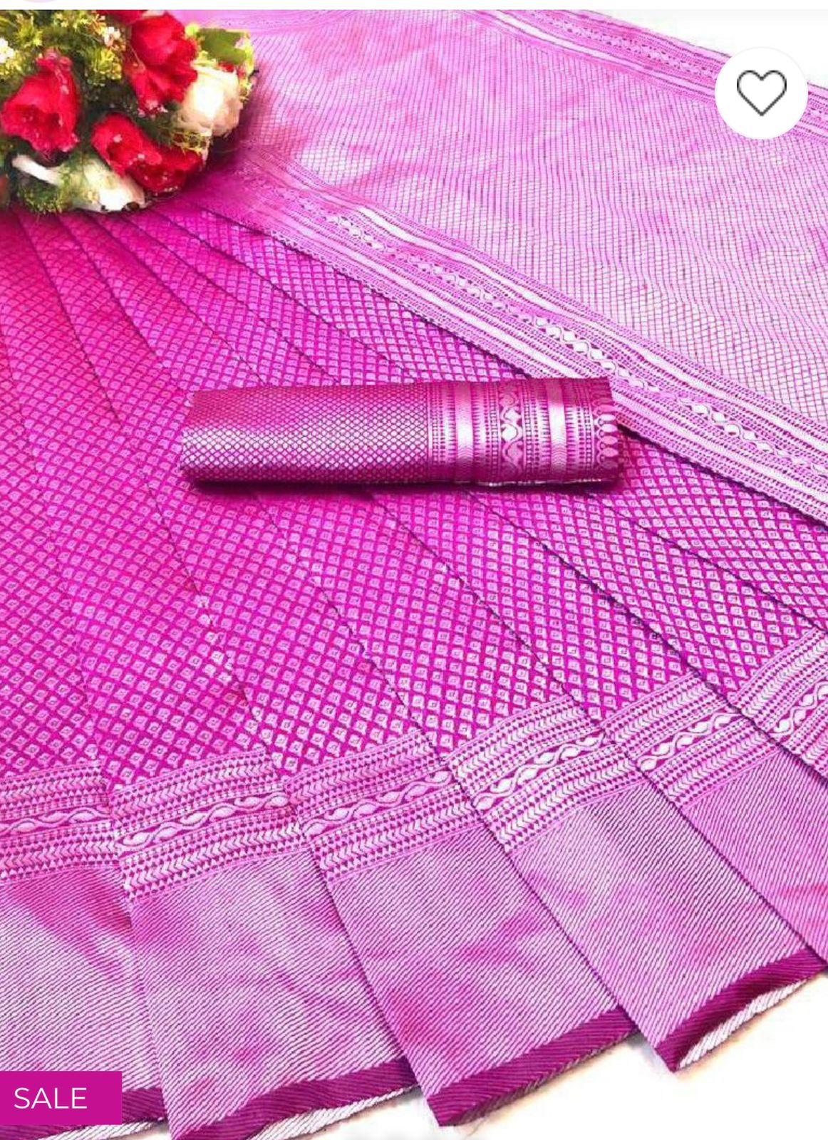 Liklee Magnetic Pink Soft Silk Saree With Seraglio Blouse Piece