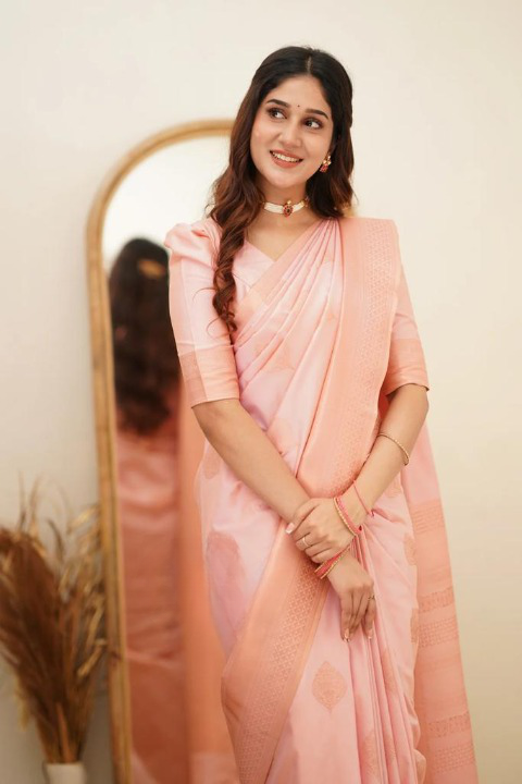 Liklee Entrancing Pink Soft Silk Saree With Classic Pink Blouse Piece