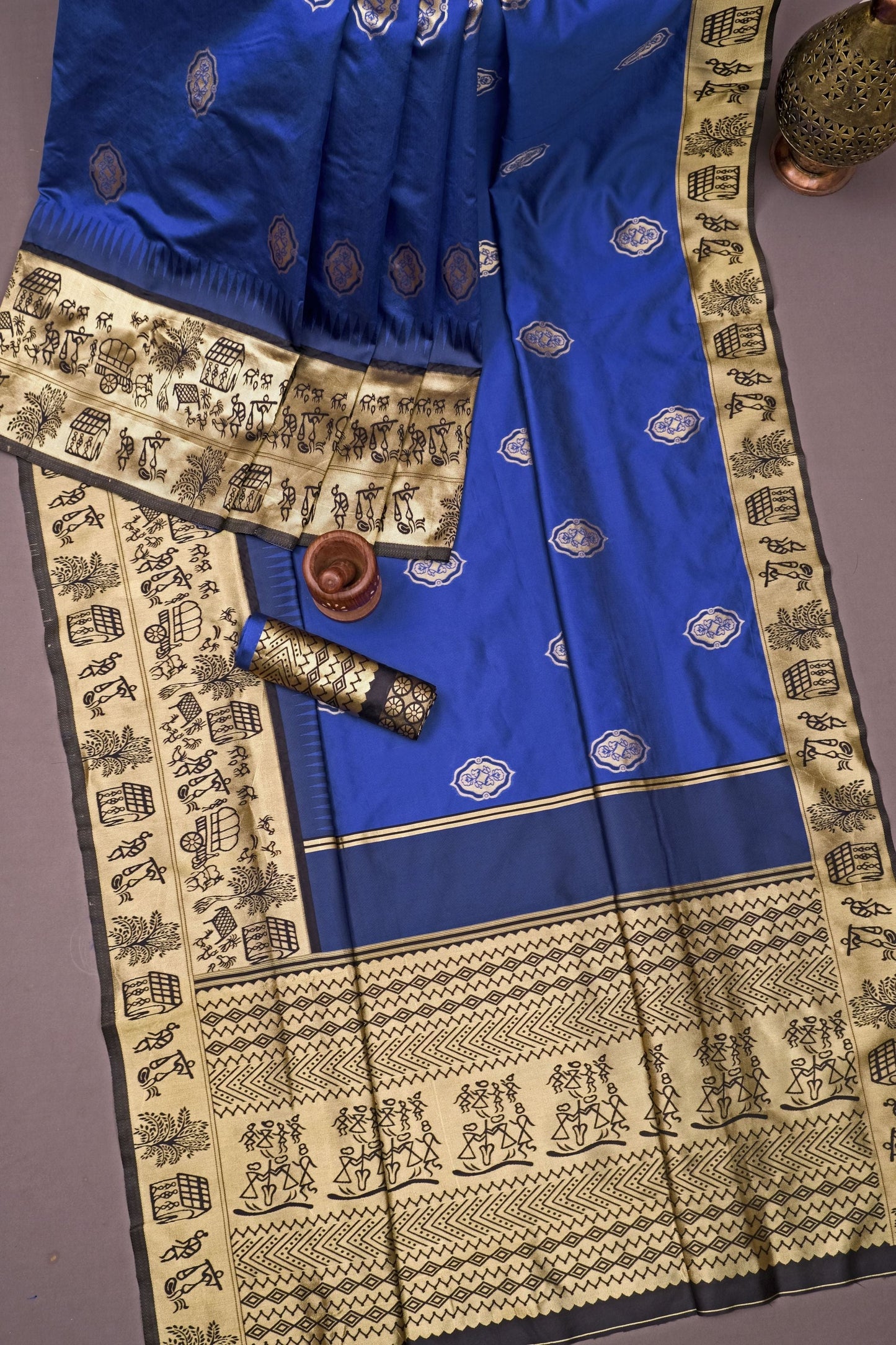 Partywaer Blue Soft Silk Saree With Pretty Blouse Piece