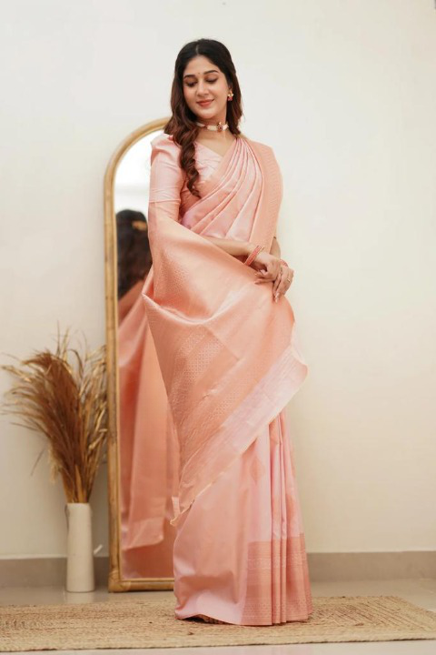 Liklee Entrancing Pink Soft Silk Saree With Classic Pink Blouse Piece