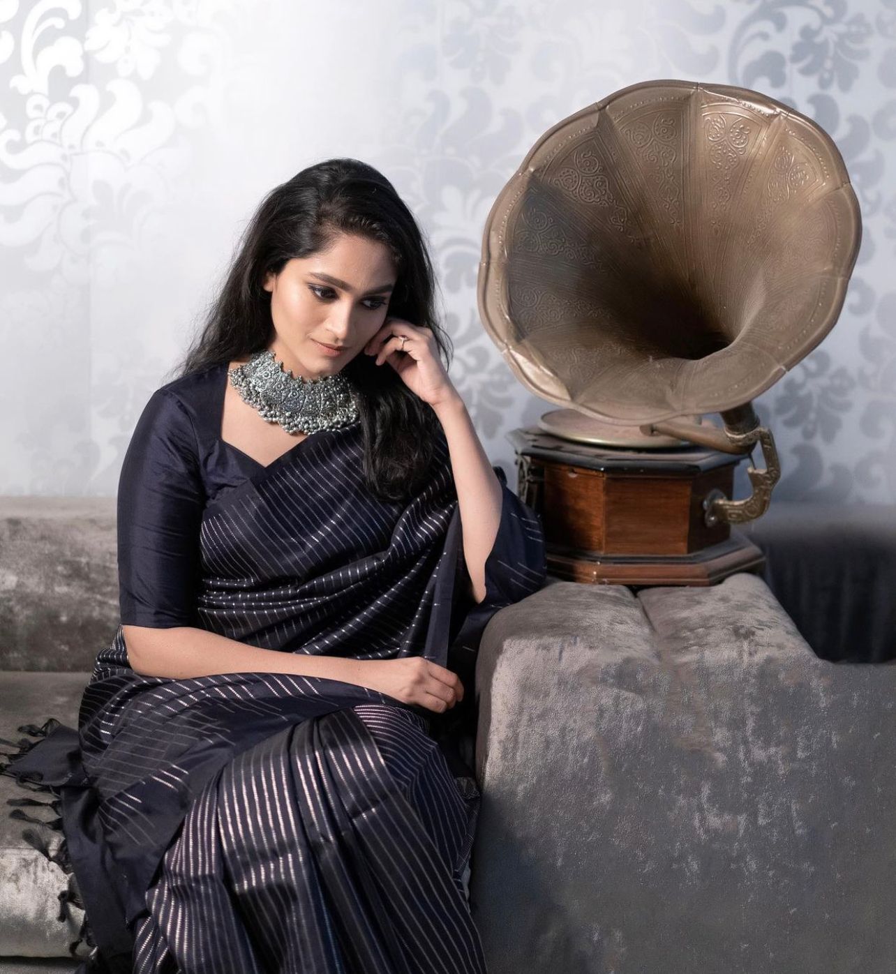 Liklee Black Soft Banarasi Silk Saree with Fancy Blouse Piece