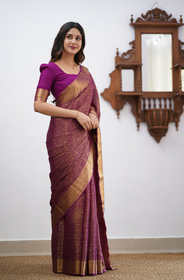 Liklee Purple Designer saree for women | party wedding indian saree