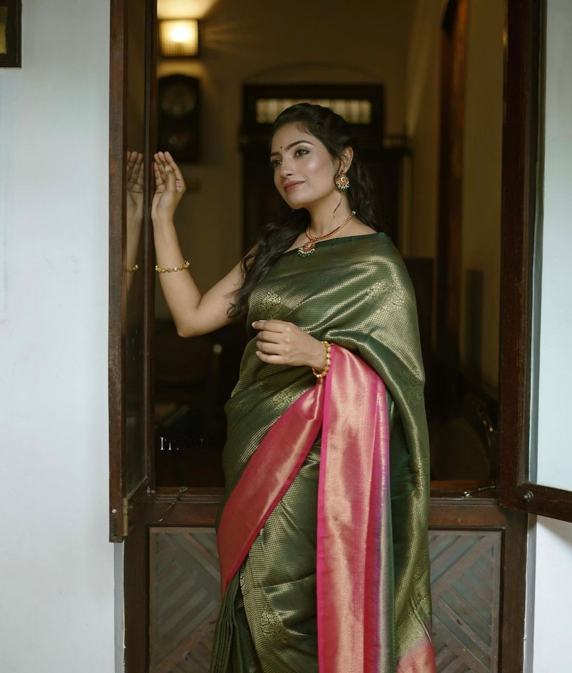 Liklee Wonderful Green Soft Silk Saree with Evanescent Blouse