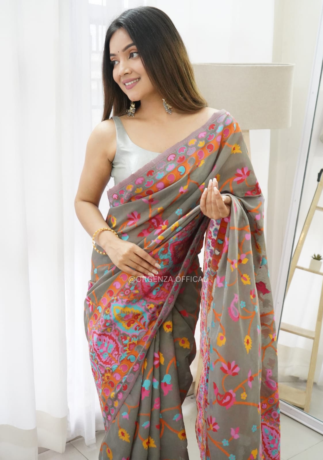 Liklee Gray Traditional Exclusive Soft Lichi Silk Trending Saree