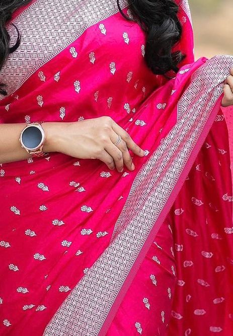 Liklee Amazing Pink Soft Silk Saree with Unique Blouse Piece