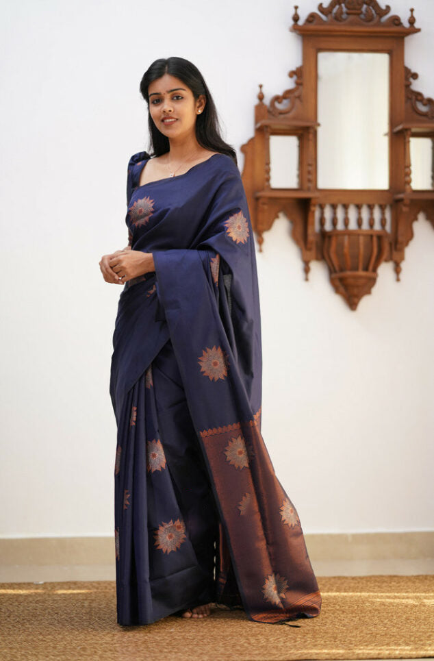 Liklee Navy Blue Designer saree for women | party wedding indian saree