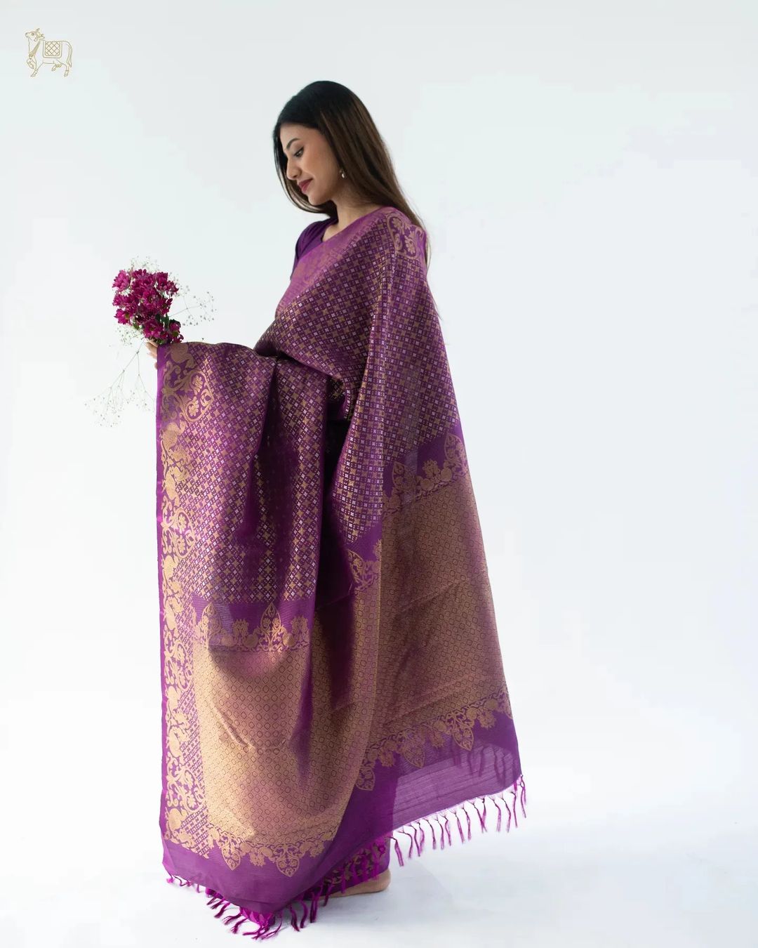 Liklee Purple Soft Banarasi Silk Saree With Petrichor Blouse Piece