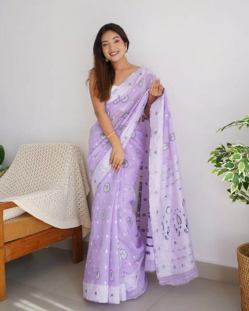 Liklee Wonderful Purple Soft Silk Saree with Evanescent Blouse