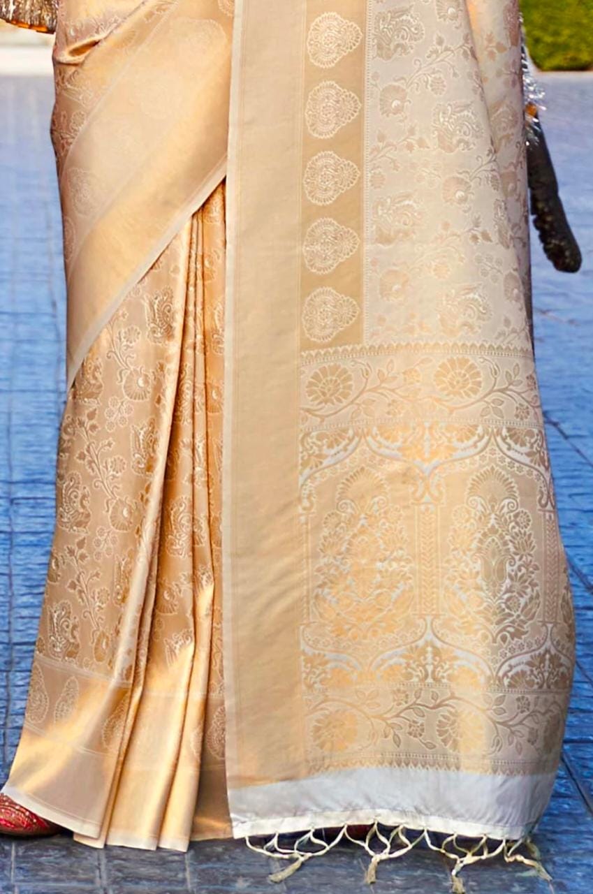 Carem Soft Banarasi Silk Saree With Petrichor Blouse Piece