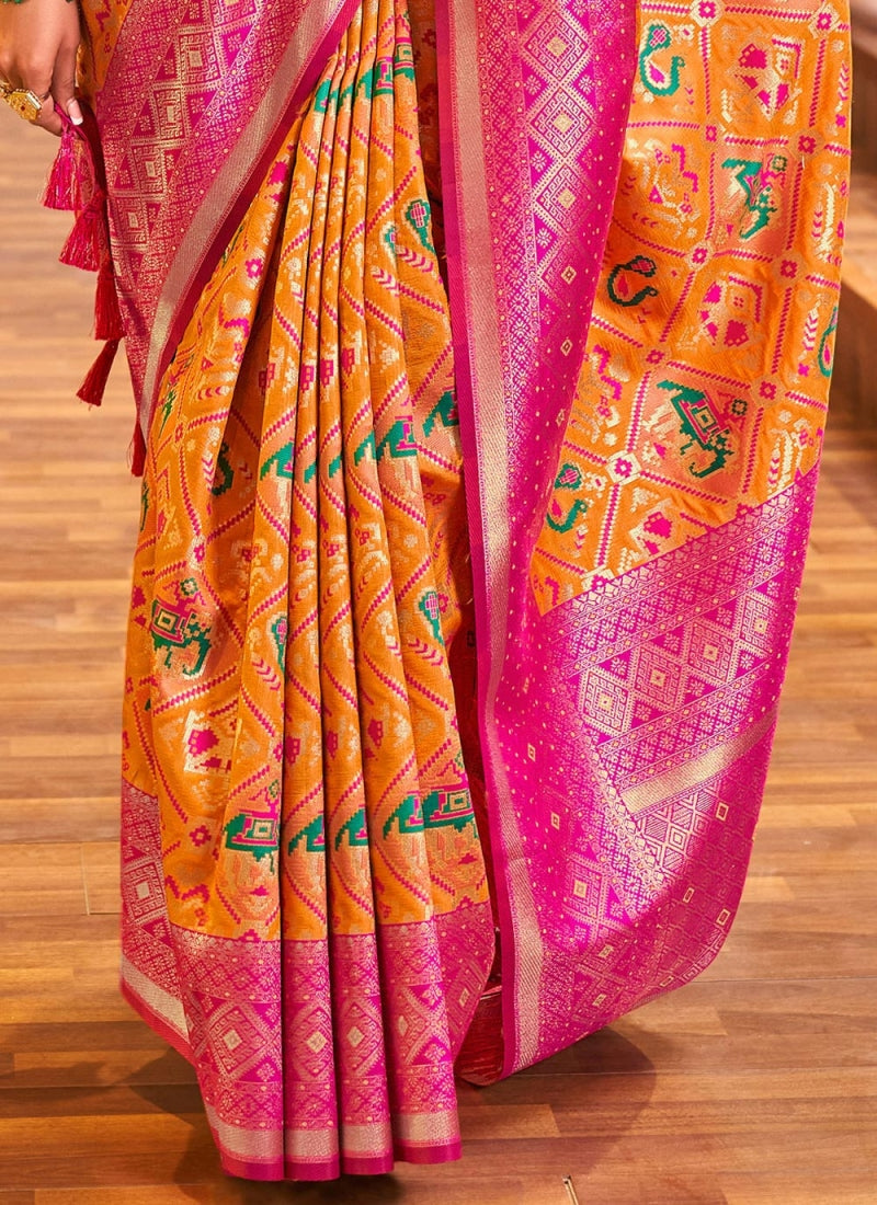 Liklee Adoring Orange Soft Silk Saree With Cynosure Blouse Piece