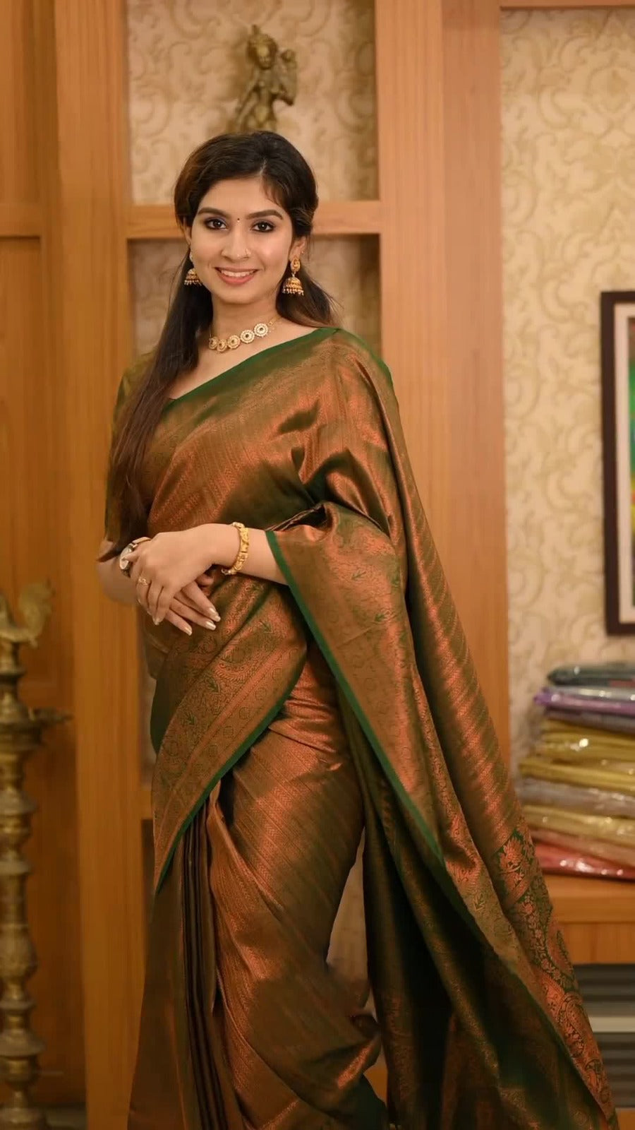 Liklee Magnetic Brown Soft Silk Saree With Seraglio Blouse Piece