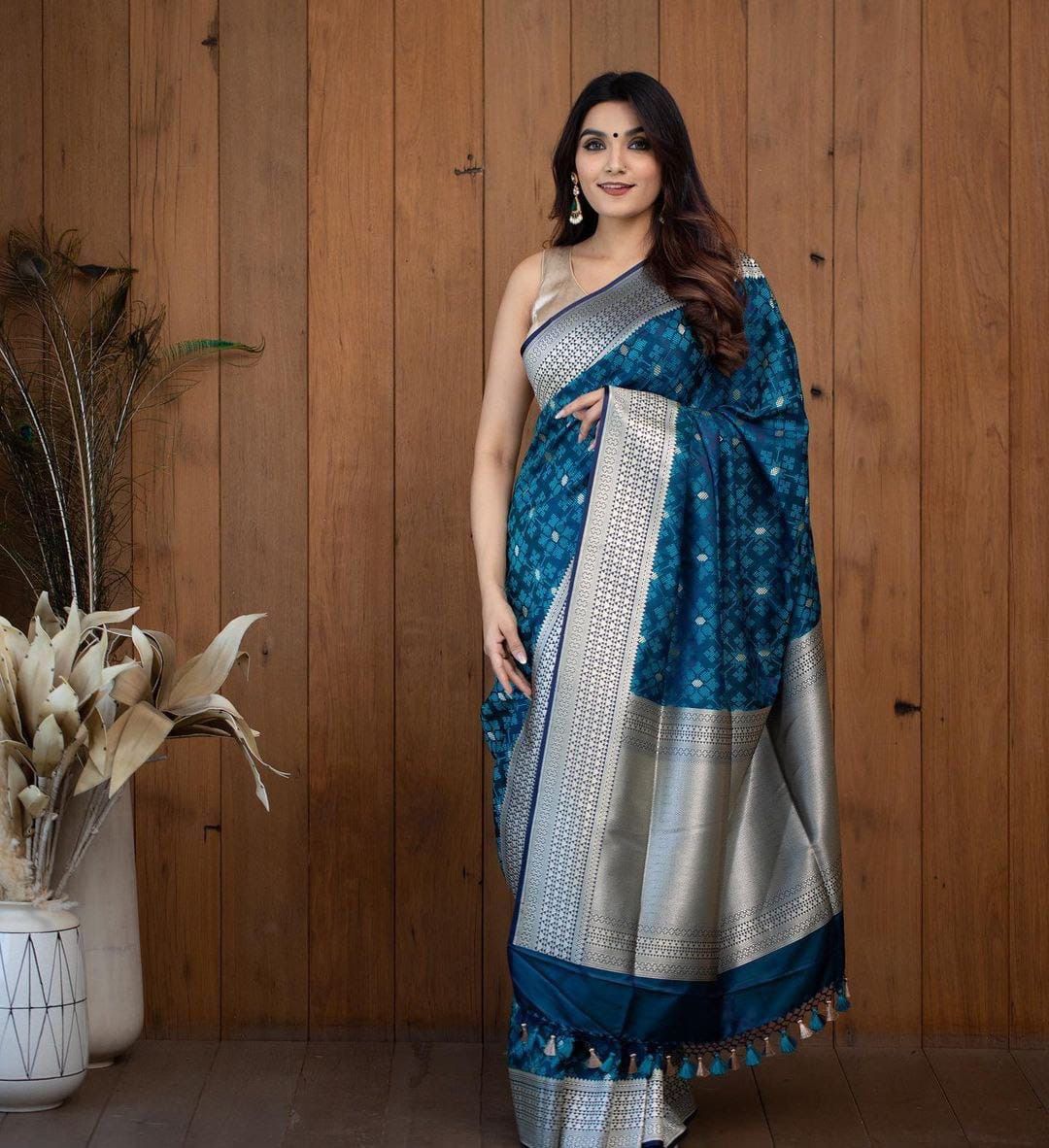 Liklee Blue Handloom Weaving Silk Saree With Mesmeric Blue Blouse