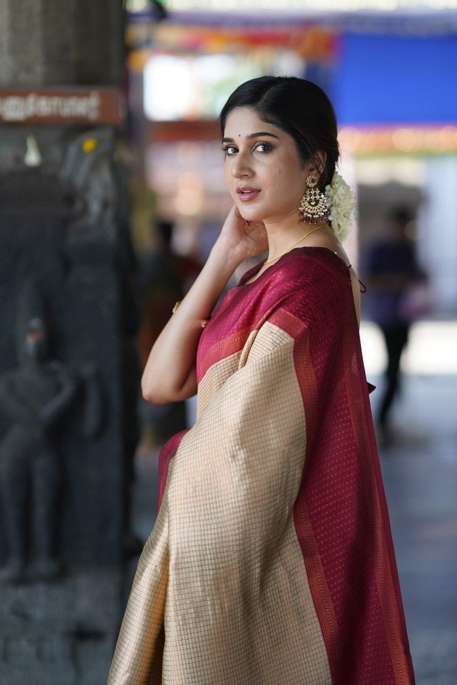 Liklee Carme Soft Banarasi Silk Saree with Unique Blouse Piece