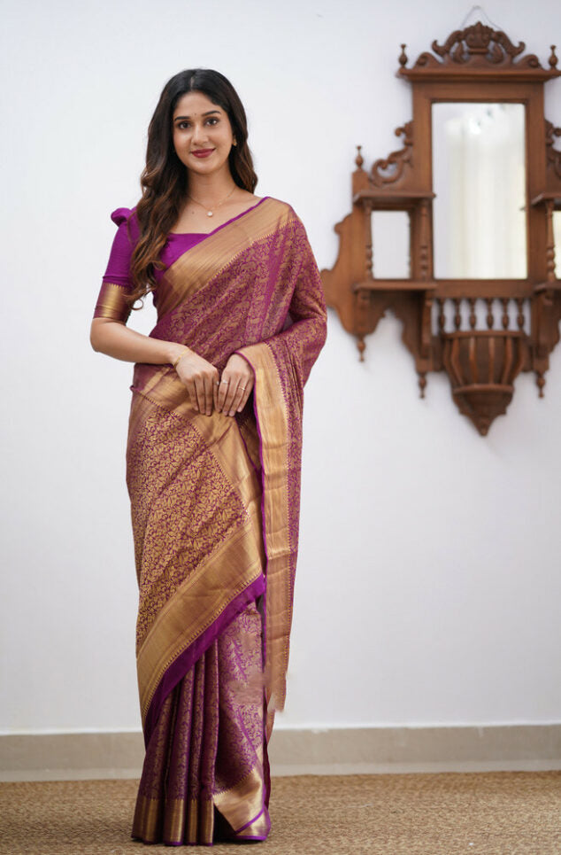 Liklee Purple Designer saree for women | party wedding indian saree