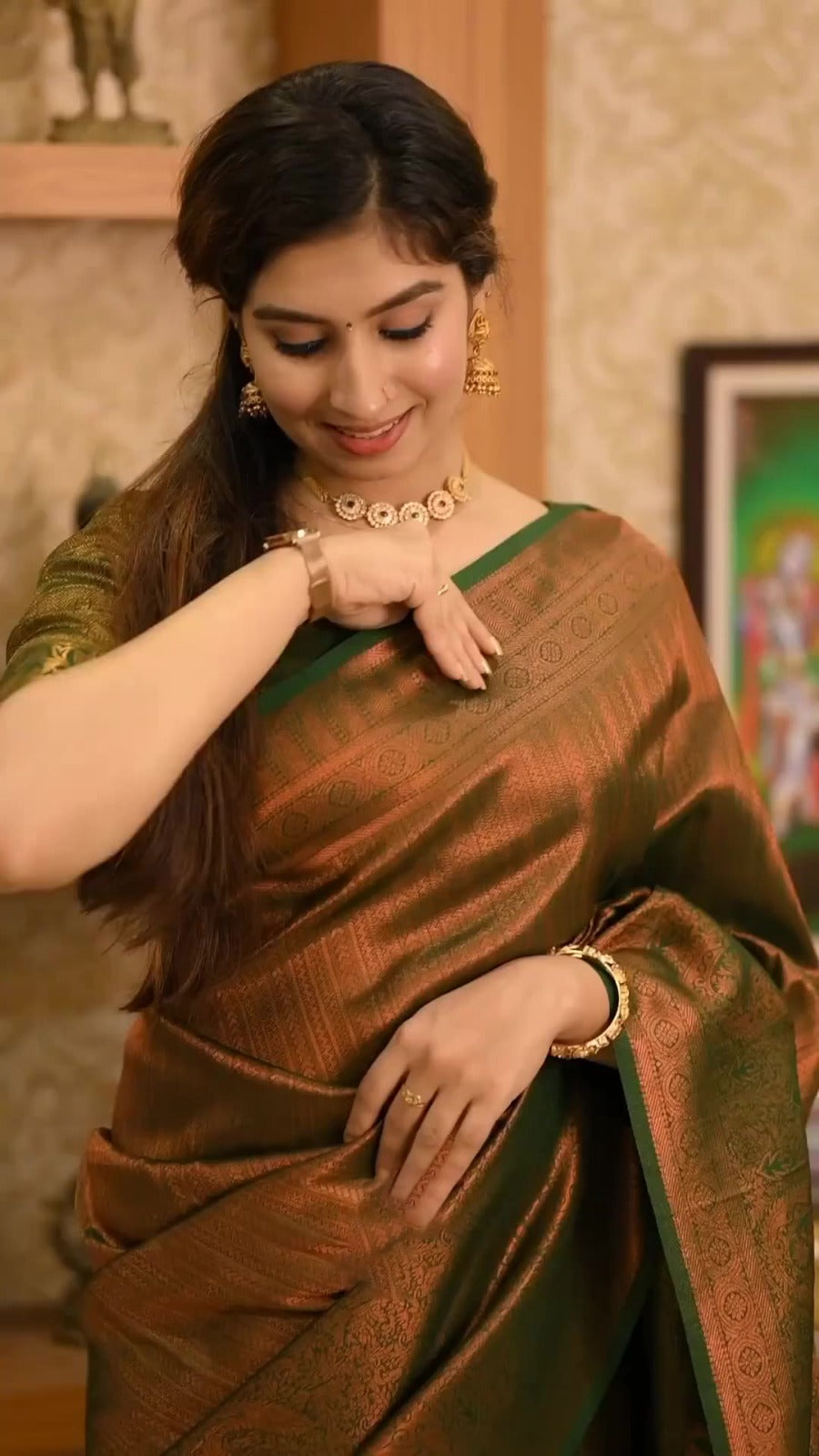 Liklee Magnetic Brown Soft Silk Saree With Seraglio Blouse Piece