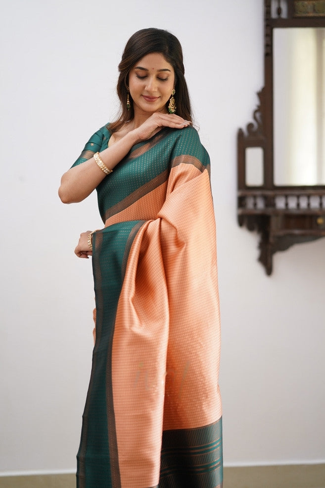 Liklee Orange Soft Banarasi Silk Saree with Unique Blouse Piece