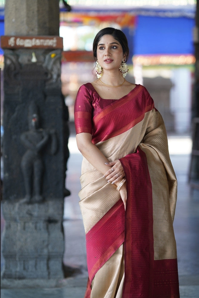 Liklee Carme Soft Banarasi Silk Saree with Unique Blouse Piece